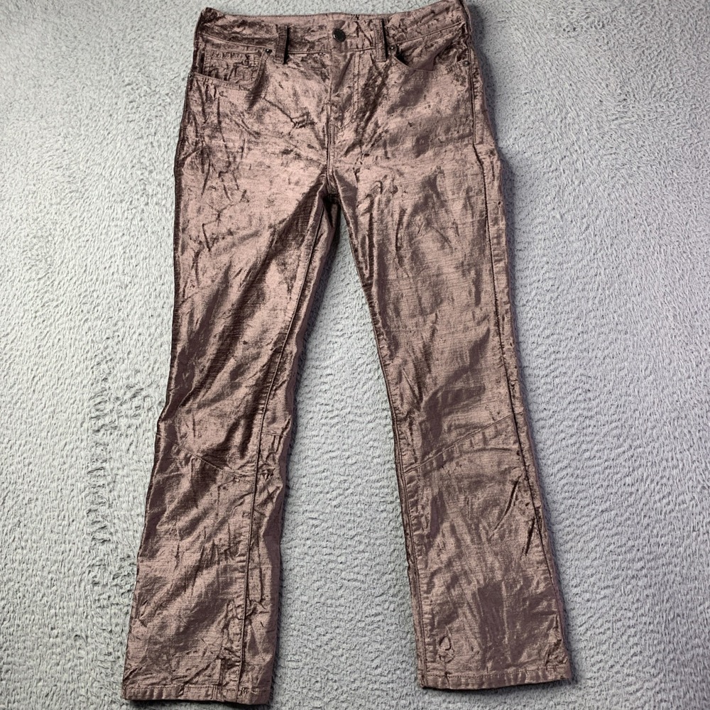 Free People Pants Womens Sz 26x26 Faux Velvet Stretch Straight Leg Mid Rise